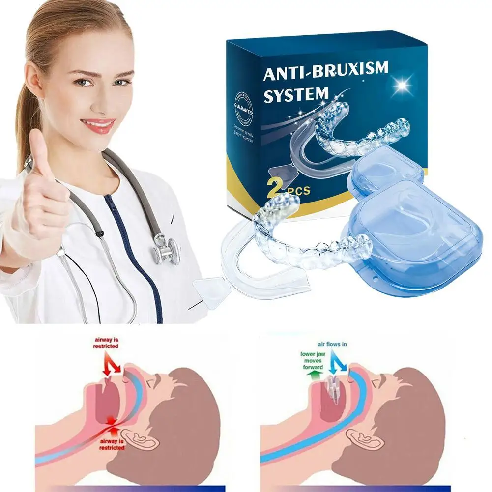

2 pcs/box Adjustable Thermoplastic Anti Snoring Mouth Guard Braces Anti-Snoring Mouthpiece Bruxism Snoring Stopper Improve Sleep