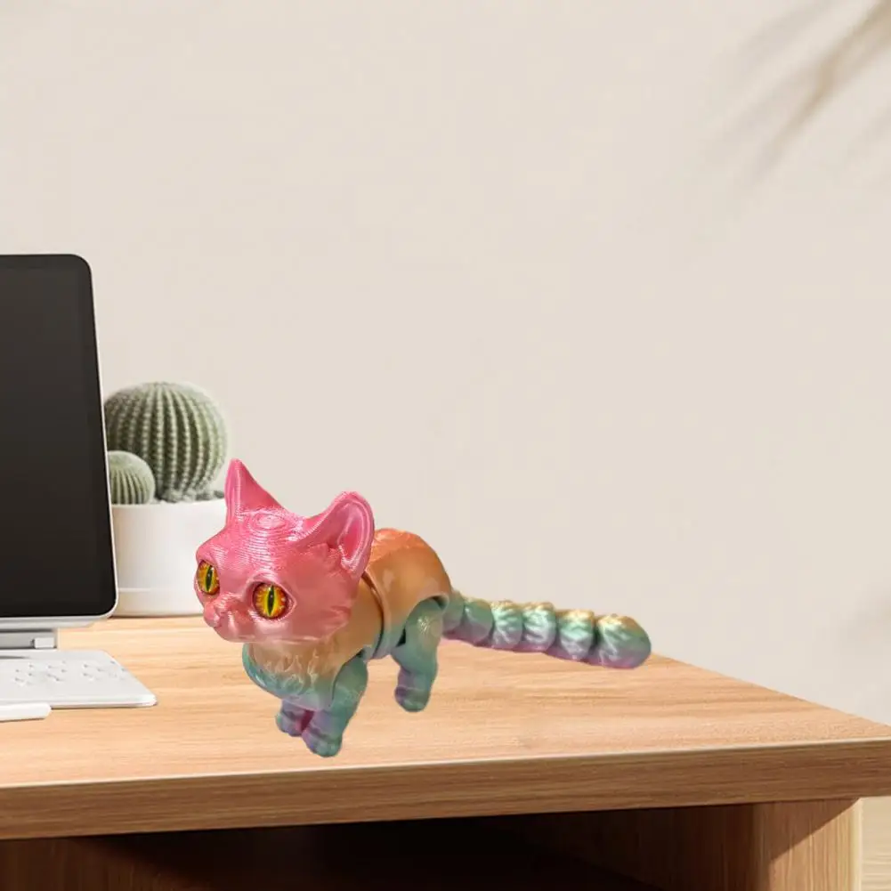 Educational Cat Toy 3d Printed Cat Figurine with Movable Joints Articulated Model Toy Desktop Decoration Ornament for Home