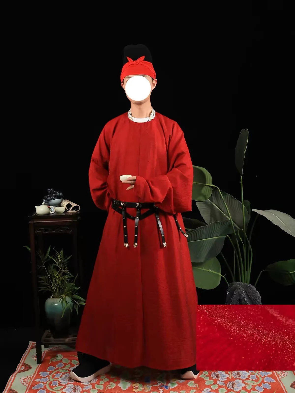 Men Tang Dynasty Hanfu Robe Green Blue Red Wide Sleeve Round‑Collar Outer Robe Male Ancient Chinese Scholar Cosplay Costume