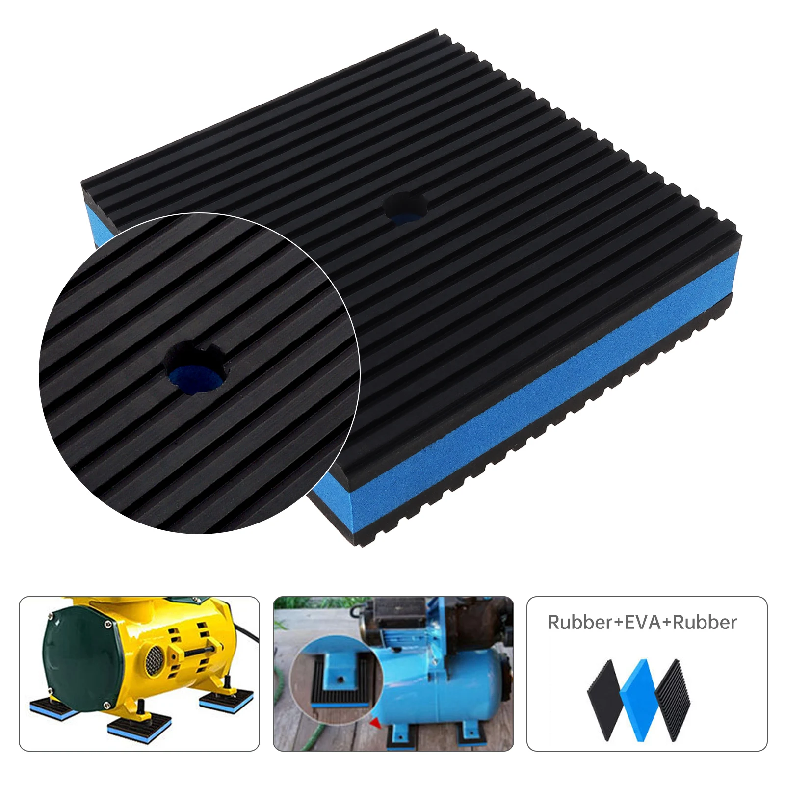 4pcs Anti-Vibration Pad Heavy Duty Ribbed Rubber Pads for HVAC / Air Compressor / Washer and Dryer / Air Conditioner Units