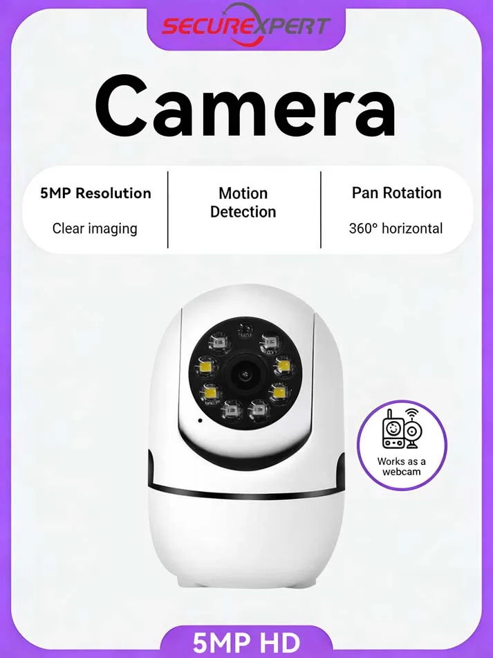 

PEGATAH 2K Smart Home Security Camera 360° PTZ Automatic Tracking AI Human Detection Night Vision Video Baby Monitor