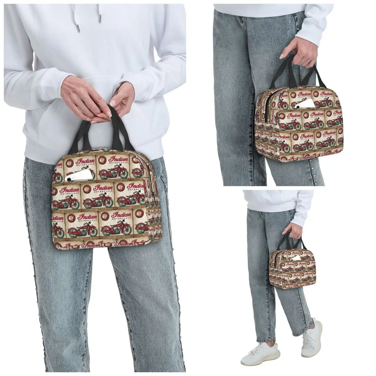 Motorcycle Motor Old Indians Never Die Insulated Lunch Bag for Kids School Cooler Thermal Food Box Tote Portable Lunch Boxes