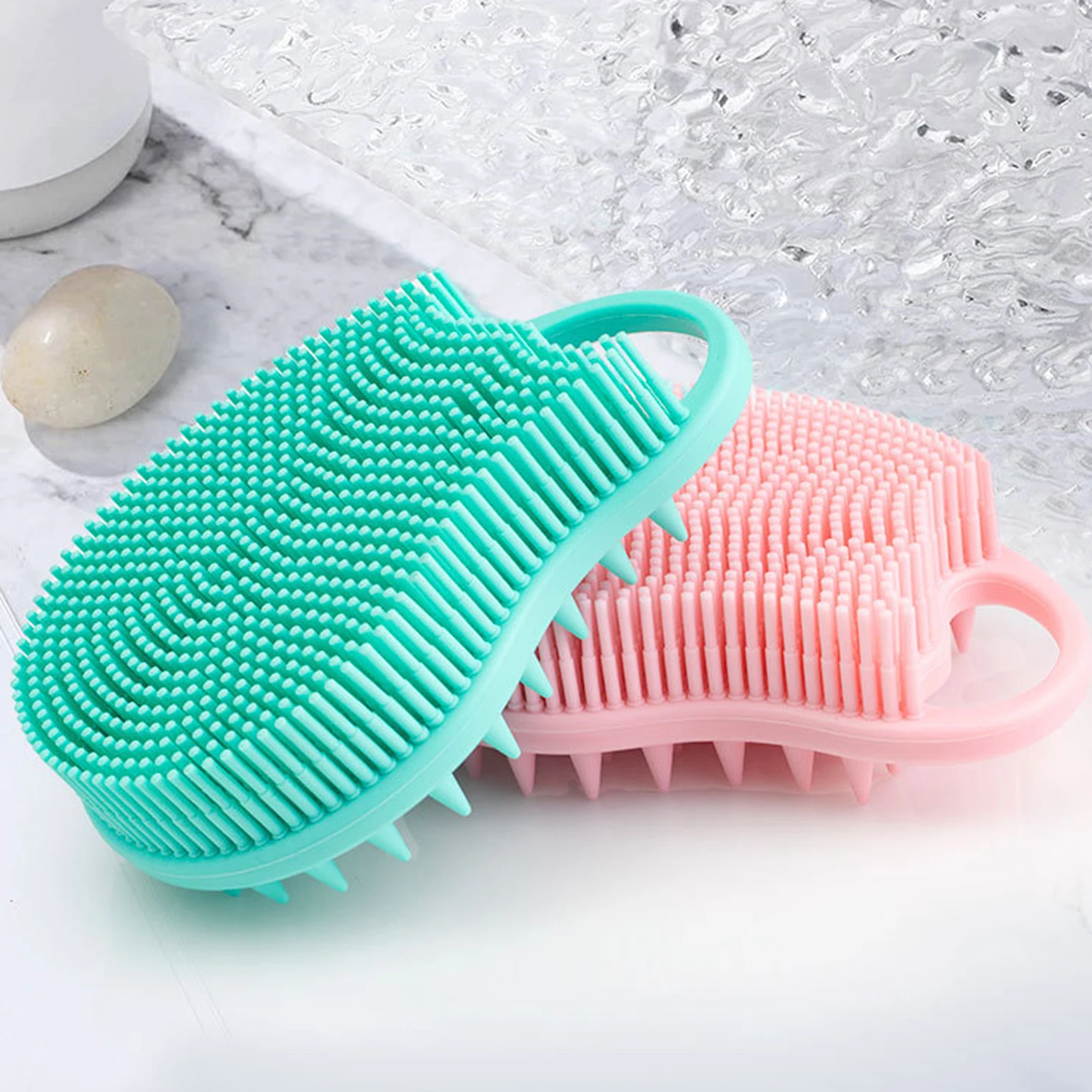 Silicone Soft Body Bath Brush Handheld Cleansing Skin Brush for Home Hotel Bathroom Use