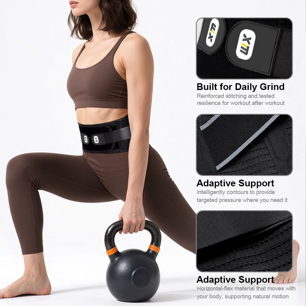 1PCS Breathable Lumbar Support Belt with 4 Support Stays for Lower Back Pain Relief Herniated Disc Office & Lifting Use