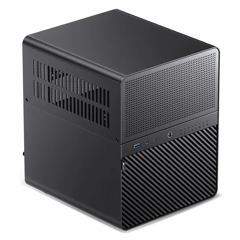 

JONSBO N3 Black NAS Chassis - ITX Motherboard, Aluminum Shell, SFX PSU, Partitioned Storage, 8+1 HDD Bay, Dual 100mm Fans