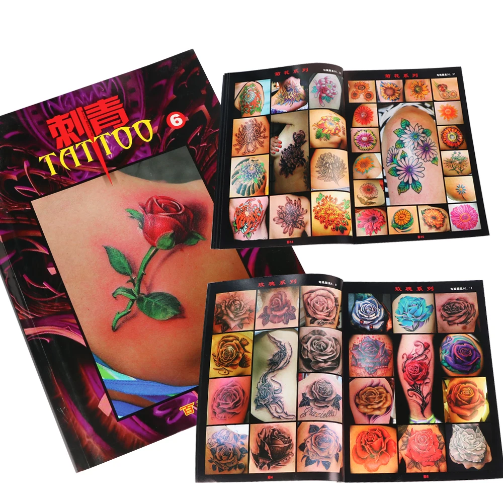 Tattoo Book Pattern Album Tattoo Flower Accessorries For Body Art Pattern Clear Line Design Template Tattoo Beginners Teaching