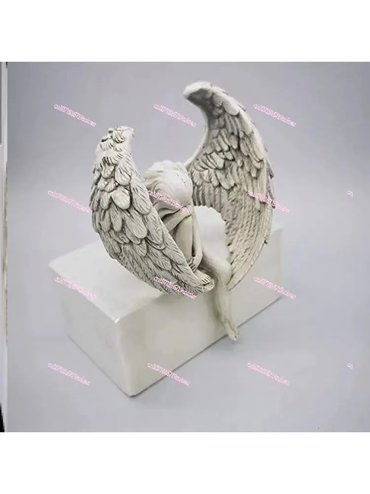 Cross-Border Stairs Angel Resin Craft Decoration Garden Statue Leg Holding Angel Home Wall Decoration Ornaments 2024