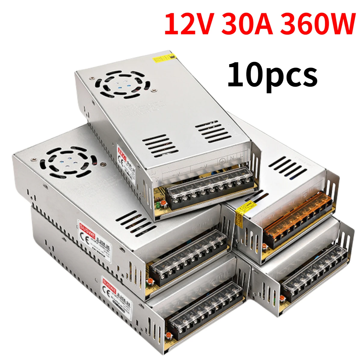 

10pcs Wholesale Price 12V 30A 360W LED Power Supply Drive Input AC110V/240V For LED Strip or Modules Lamp Lighting Transformer