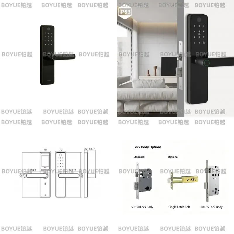 for Tuya WiFi Fingerprint Smart Lock Aluminum Digital Door Lock Multiple Access Modes for Residential Home Security