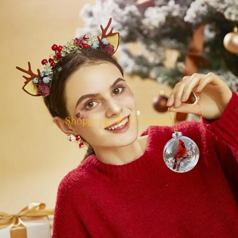 KX4B Artistic Nature Bird Clear Christmas Ball Ornament Holiday Decorations For Festives Tree Decoration Memorables Gift