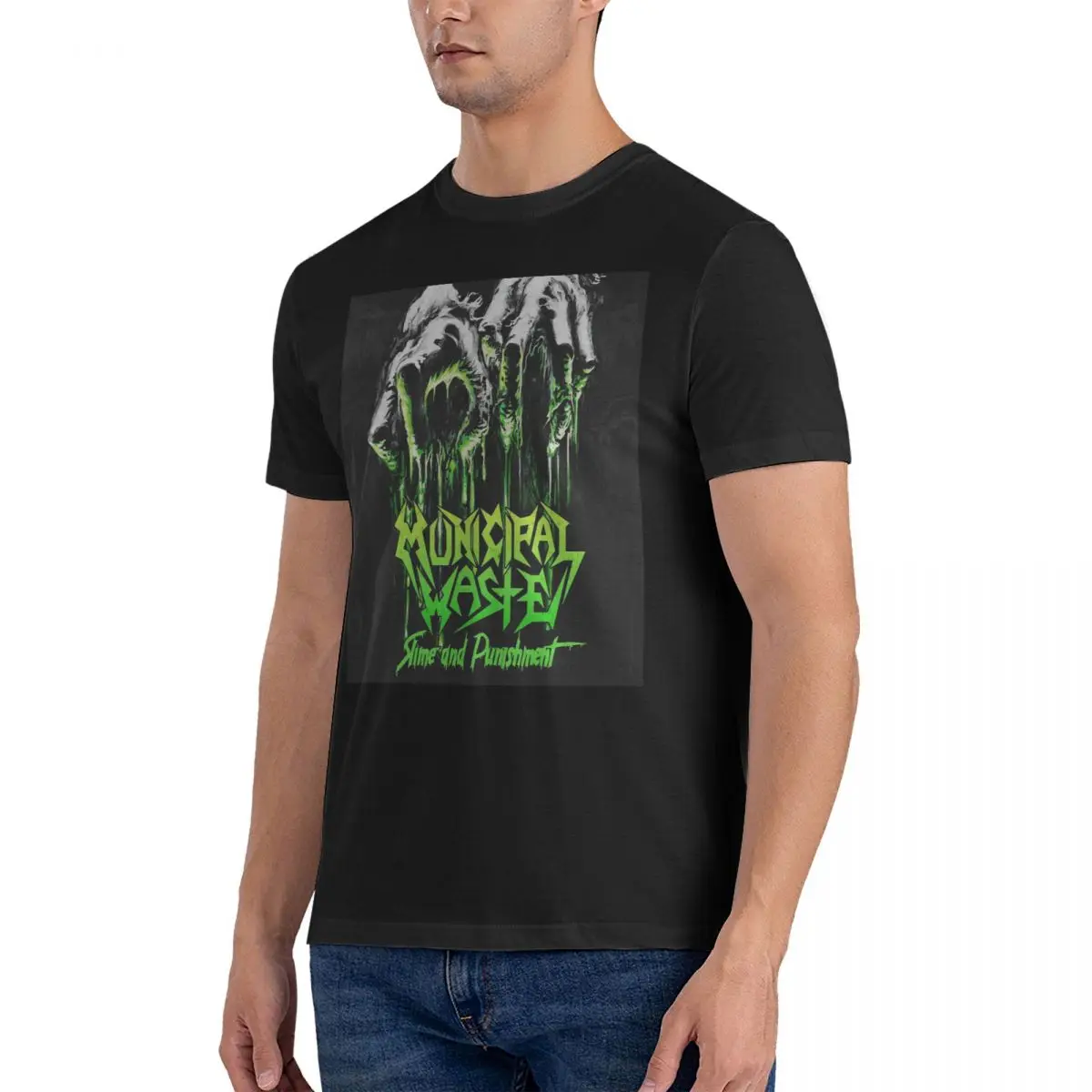 Slime And Punishment T Shirts for Men Cotton Amazing T-Shirts Crewneck Municipal Waste Tees Short Sleeve Clothes 4XL 5XL