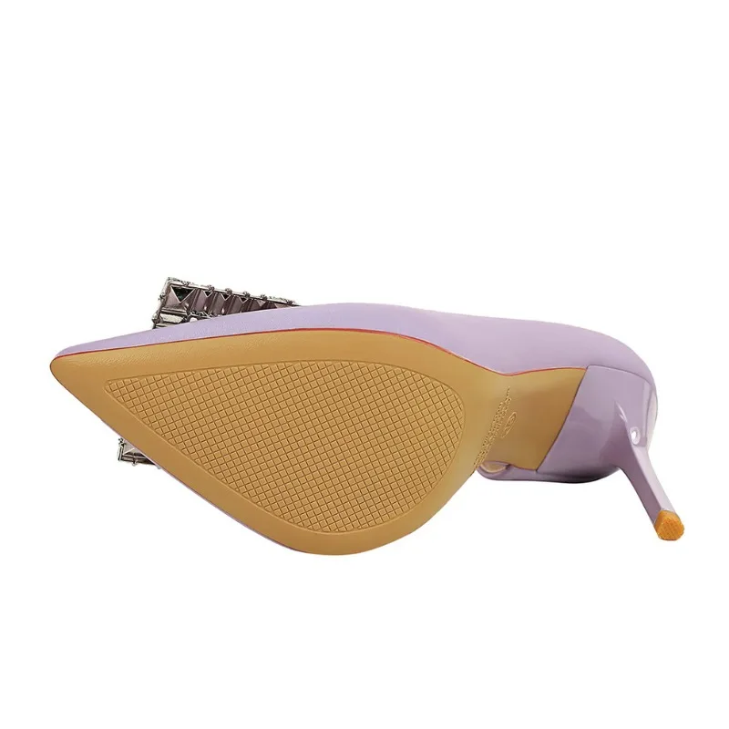 النساء 10.5 سنتيمتر عالية الكعب سيدة مثير أنيق اللؤلؤ الأرجواني مضخات الإناث أنيقة أشار تو خنجر كعب الأحذية #6