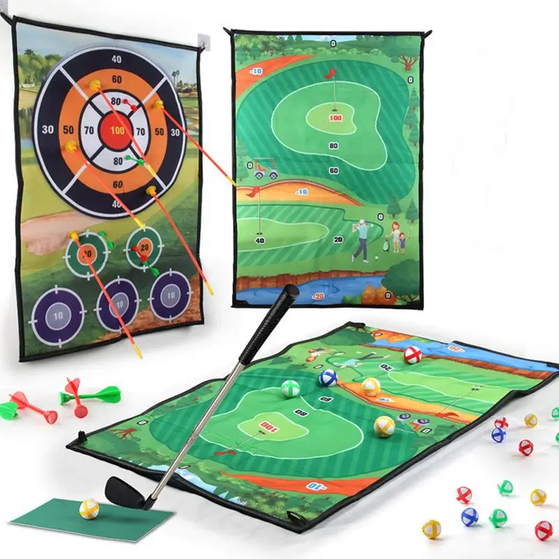 Chip e Stick Golf Game, Dupla Face Grande Prática Mat, Golf Training Dart Board, Casa Quintal Garagem