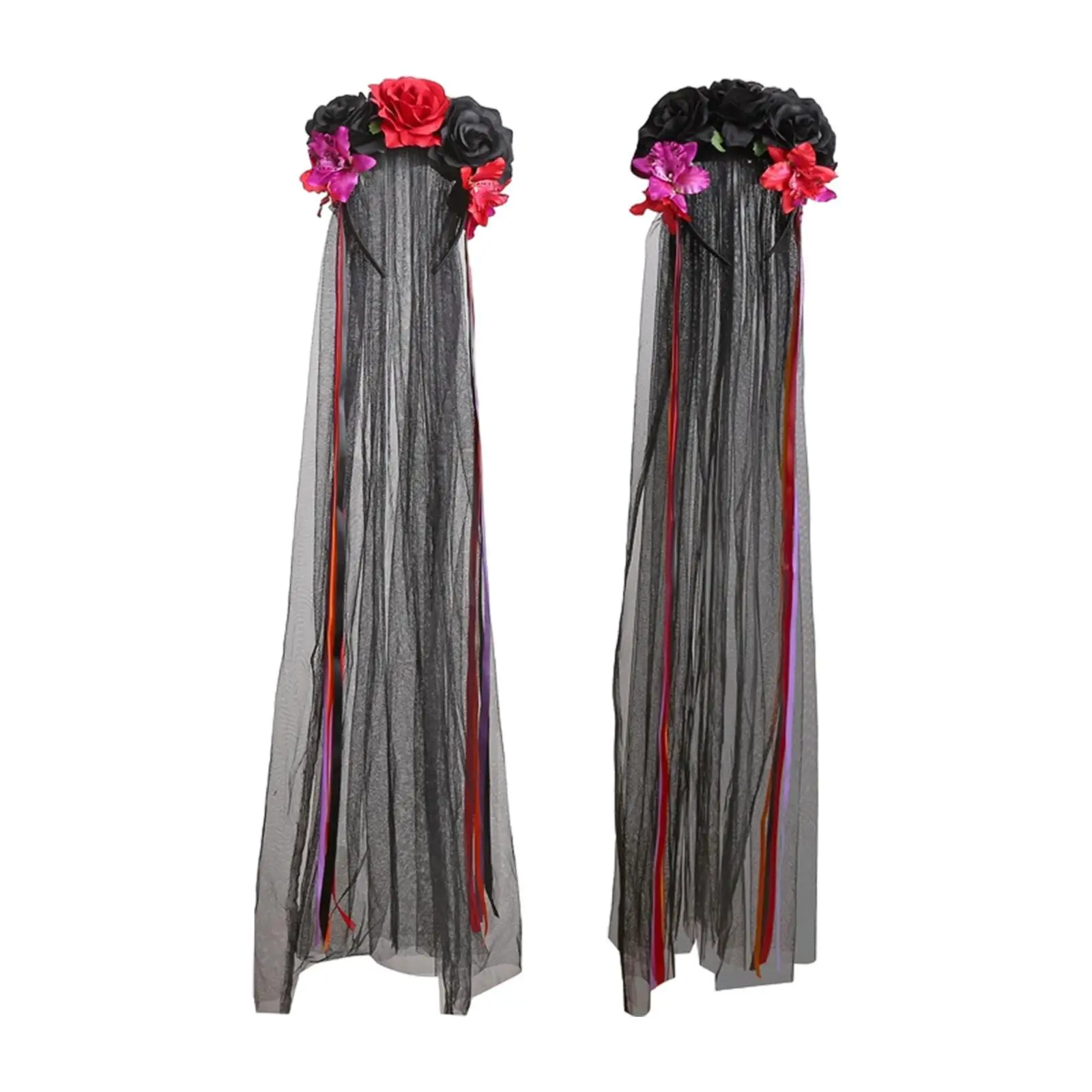 Halloween Rose Headband Cosplay Comfortable Rose Flower Hair Hoop for Carnival image 2