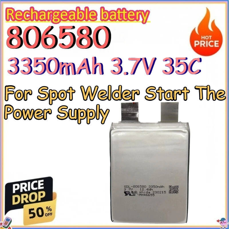 806580 3350mAh 3.7V 35C Rechargeable Battery for Spot Welder Start The Power Supply Replace High-capacity Lithium-ion Batteries