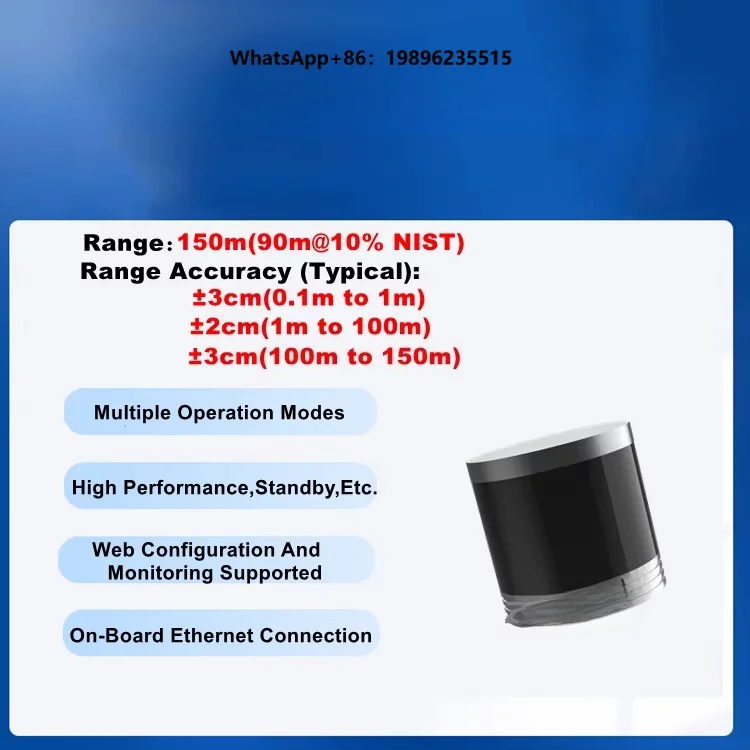 IP67 360 Degree Automous Driving   150m Long Detection Range with High Resolution 16 Beams  Lidar Sensor