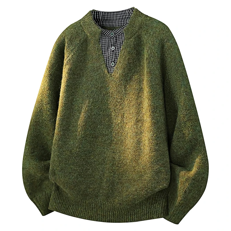Fleece Crewneck Sweatshirt Blusa De Frio Masculino Neck Rolls Knitted Jackets Pullover  Knitted Jackets Cotton Sweater for Men