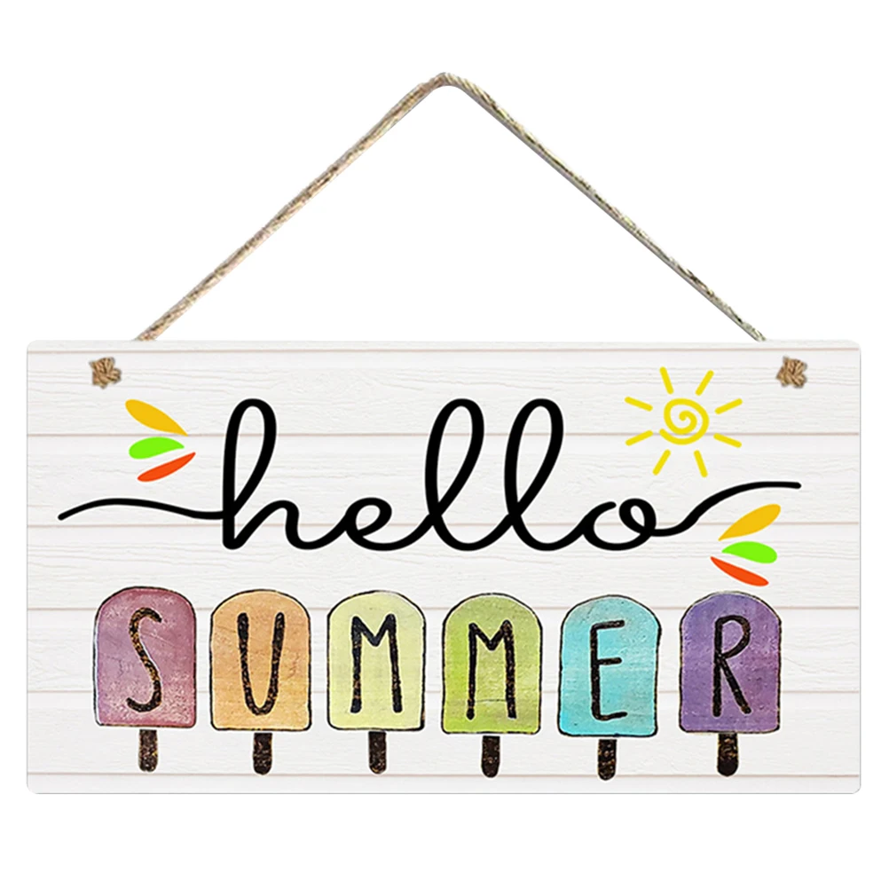 

Coastal Door Sign Hello Summer Wood Plaque Hanging nament Home Decor Party DIY Wall Wooden Sign Safe Materials Long Term Use