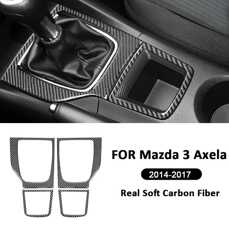 

Carbon Fiber Car Center Console Type-F Gear Shifter Panel Trim Frame Decoration Sticker For Mazda 3 Axela 2014-2017 Accessories