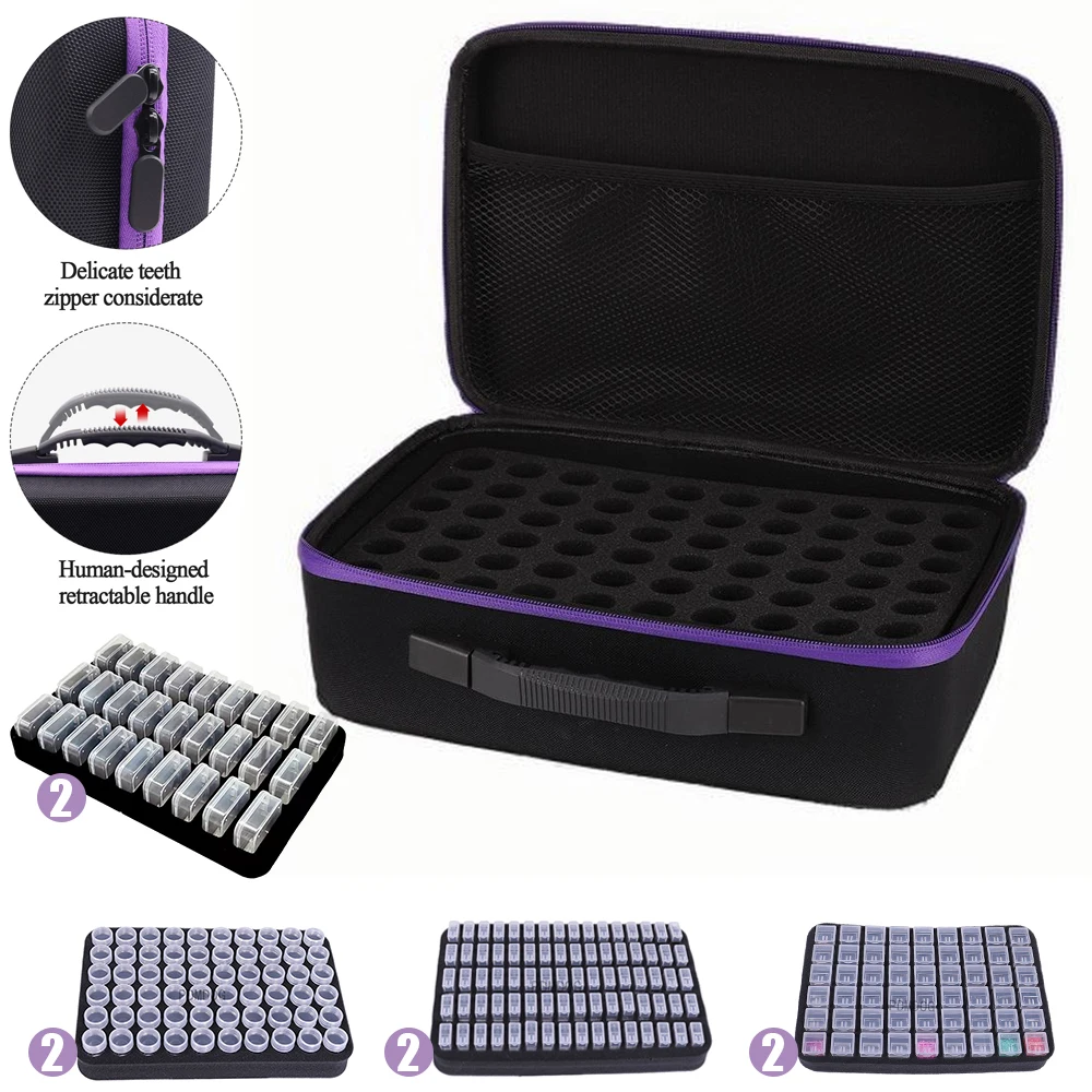 

54/120/108/160 Slots Diamond Painting Suitcase Organizer, Diamond Mosaic Storage Case Craft Jewelry Beads with Accessories Tools