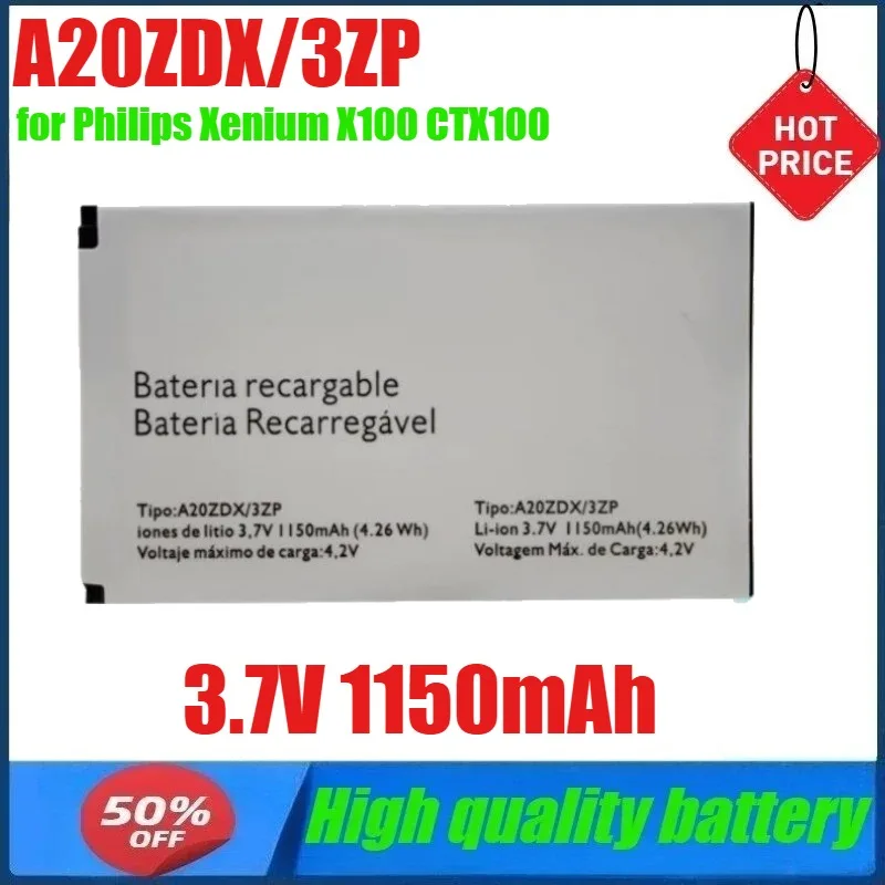 A20ZDX/3ZP 3.7V 1150mAh Battery for Philips Xenium X100 CTX100 CTX325 X325 Replacement Mobile Phone Batteries Power Bank