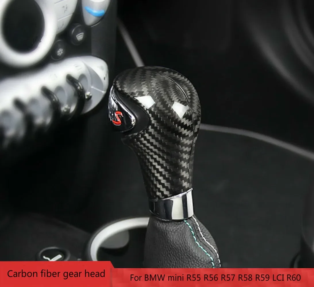 For BMW Mini Cooper R55 R56 R57 R58 R59 LCI R60 Carbon fiber gear head cover car gear head carbon fiber modified decorative part