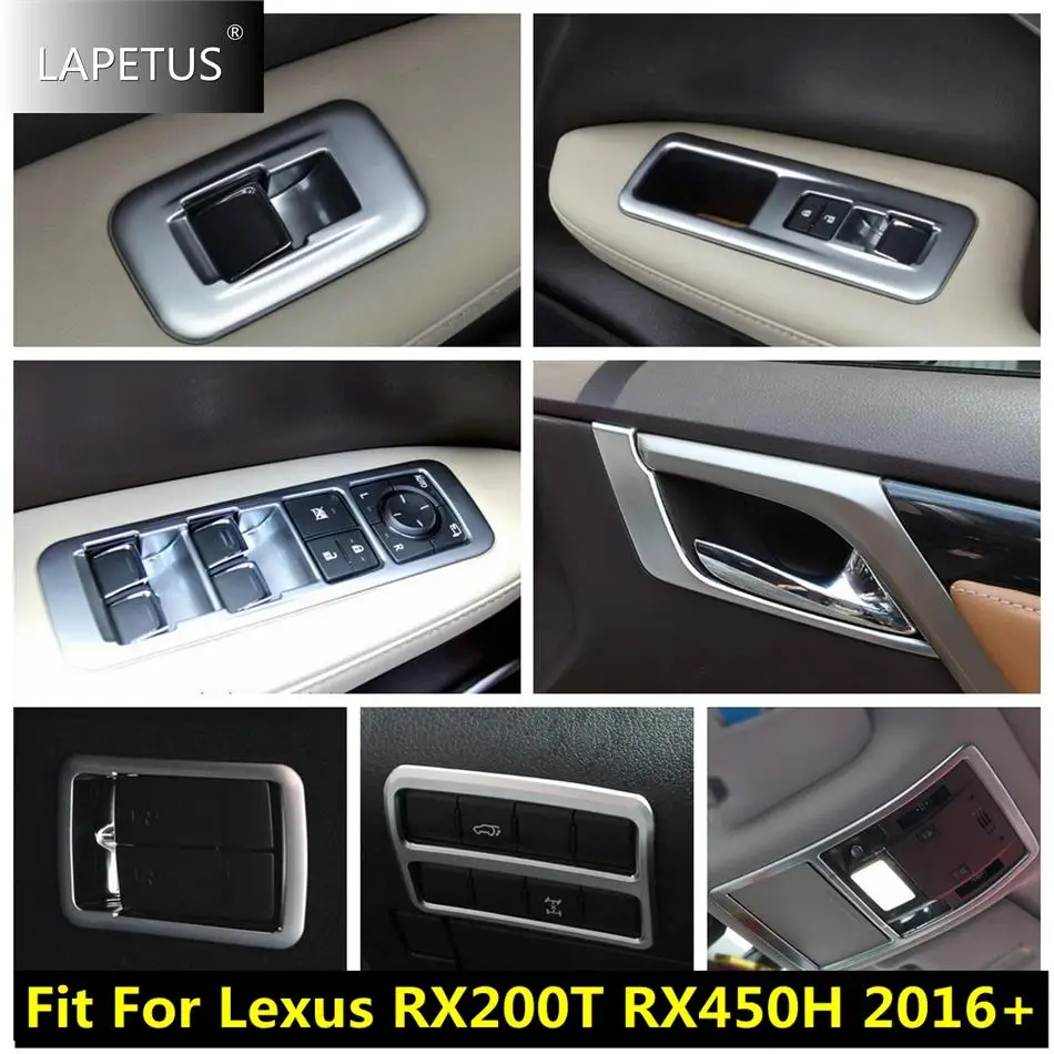 Matte Auto Window Lift Button / Trunk Switch / Reading Lights Control Cover Trim Accessories For Lexus RX200T RX450H 2016 - 2020