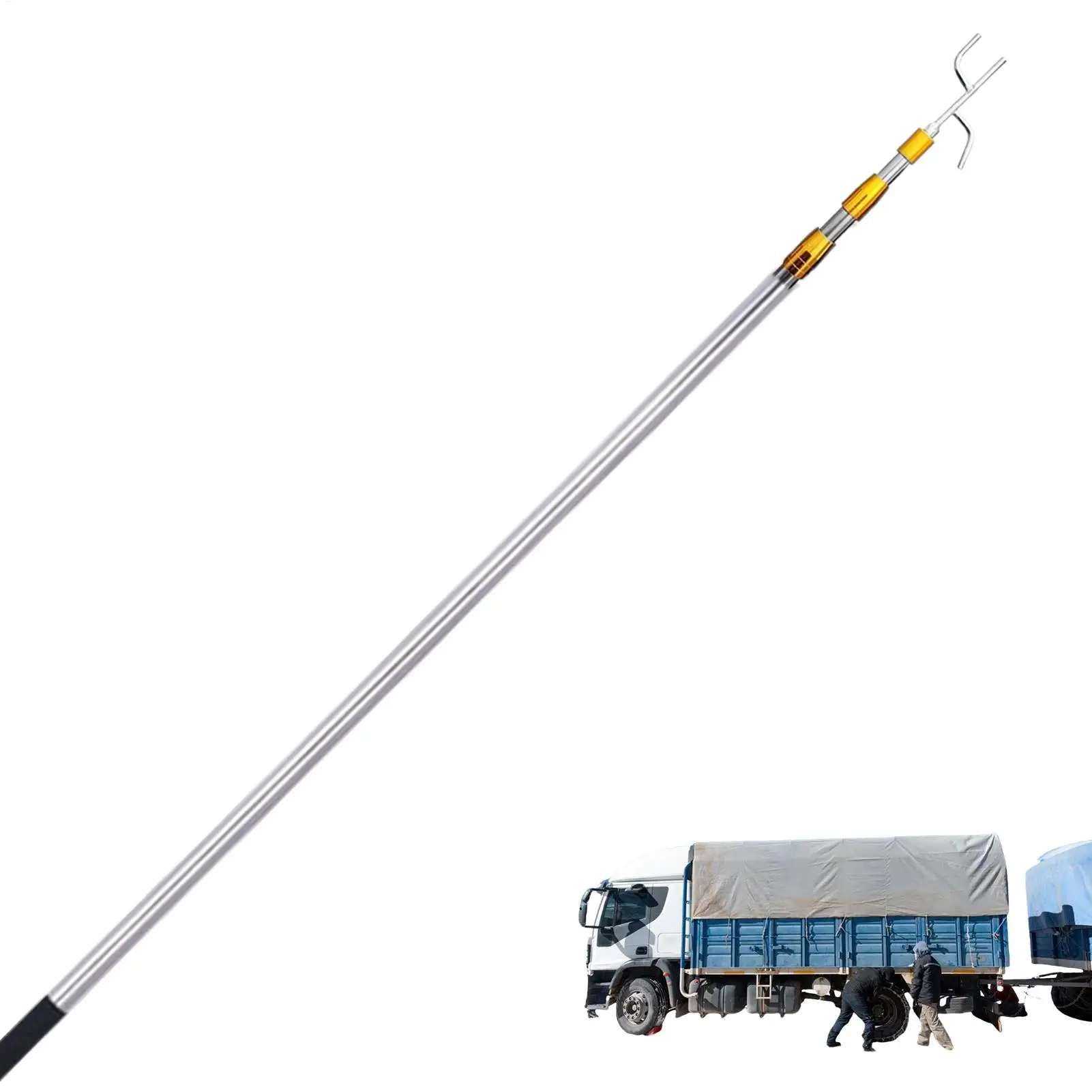 1pc Multifunctional Grabber Reach Retriever Tool Heavy Duty Truck Accessories Telescoping Pull Pole With Two Hooks Cargo Hook