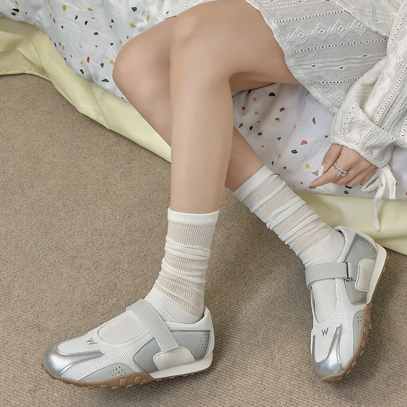 Spring New Sports Style Ballet Shoes Female Round Head Shallow Mouth Fashion Mary Jane All Match Single Shoes