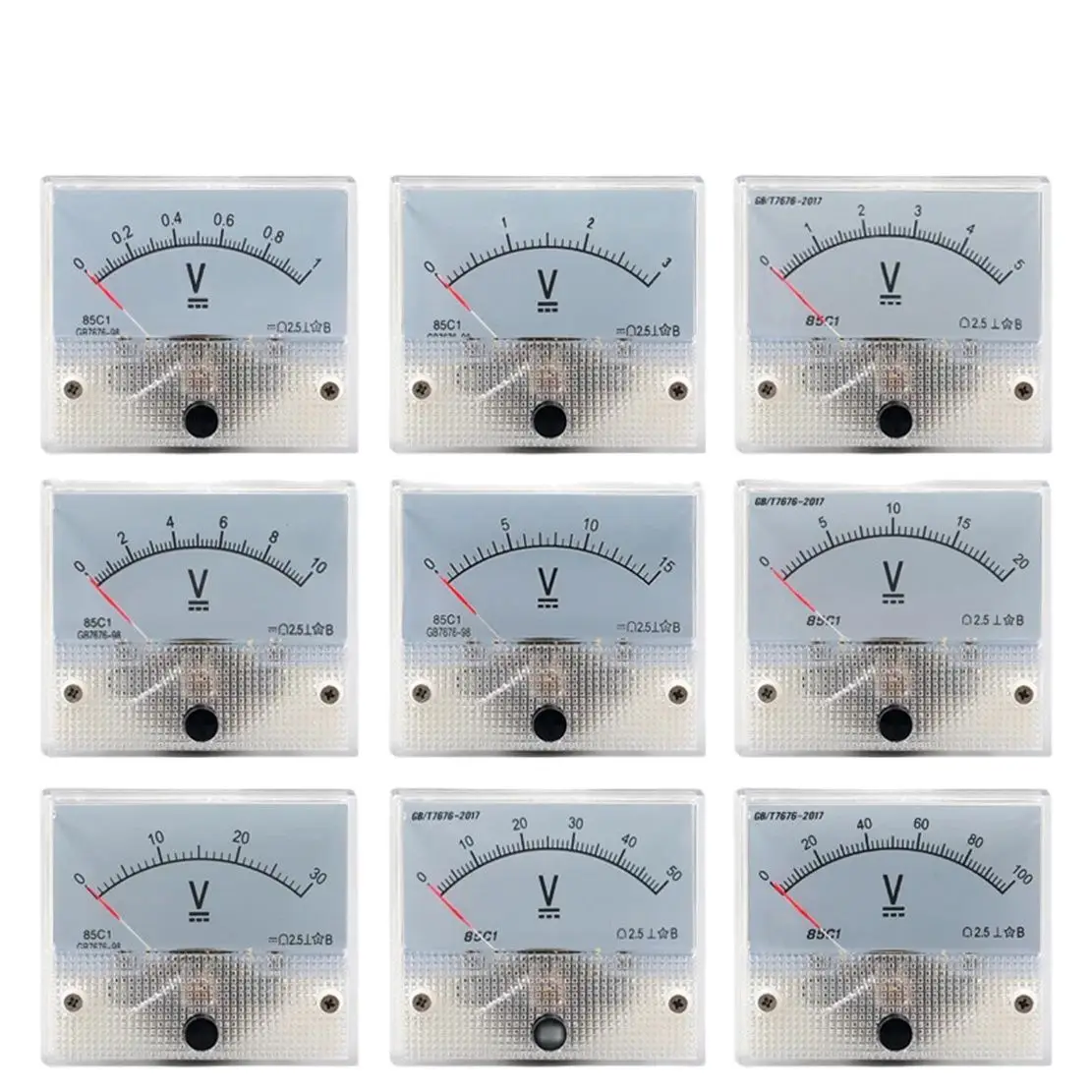 85C1-V Panel DC Voltage Volt Analog Gauge Meter Voltmeter 5V-1000V Voltage Meter