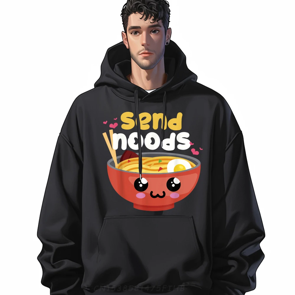 Ramen Lovers Send Noods Funny Japanese Teehoodie Polyester Hoodie Men Vintage Christmas Sweater