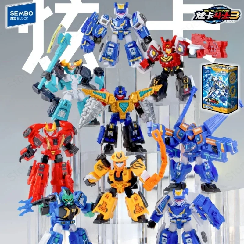 Hot SEMBO Block Metal CardBot 3 StarDust Version 2 Blind Box Buildable Anime Figure Blue Lightning S Model Collectible Toy Gift