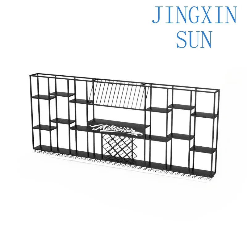 Wine cabinet against the wall hanging wine rack Shelf wrought iron display stand Industrial style bar rack