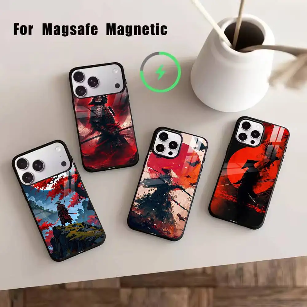 

Japanese Style S-Samurai Phone Case For iPhone17,16,15,14,13,12,11 Plus,Pro Magnetic with Magsafe Wireless Charging
