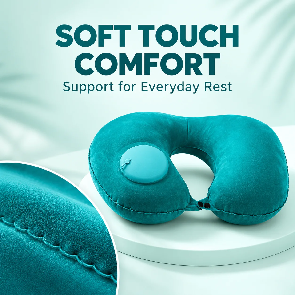 Inflatable Travel Neck Pillow U-Shaped Portable Foldable Cushion with Built-in Press Pump for Flights Office Rest Business Trips gallery 5