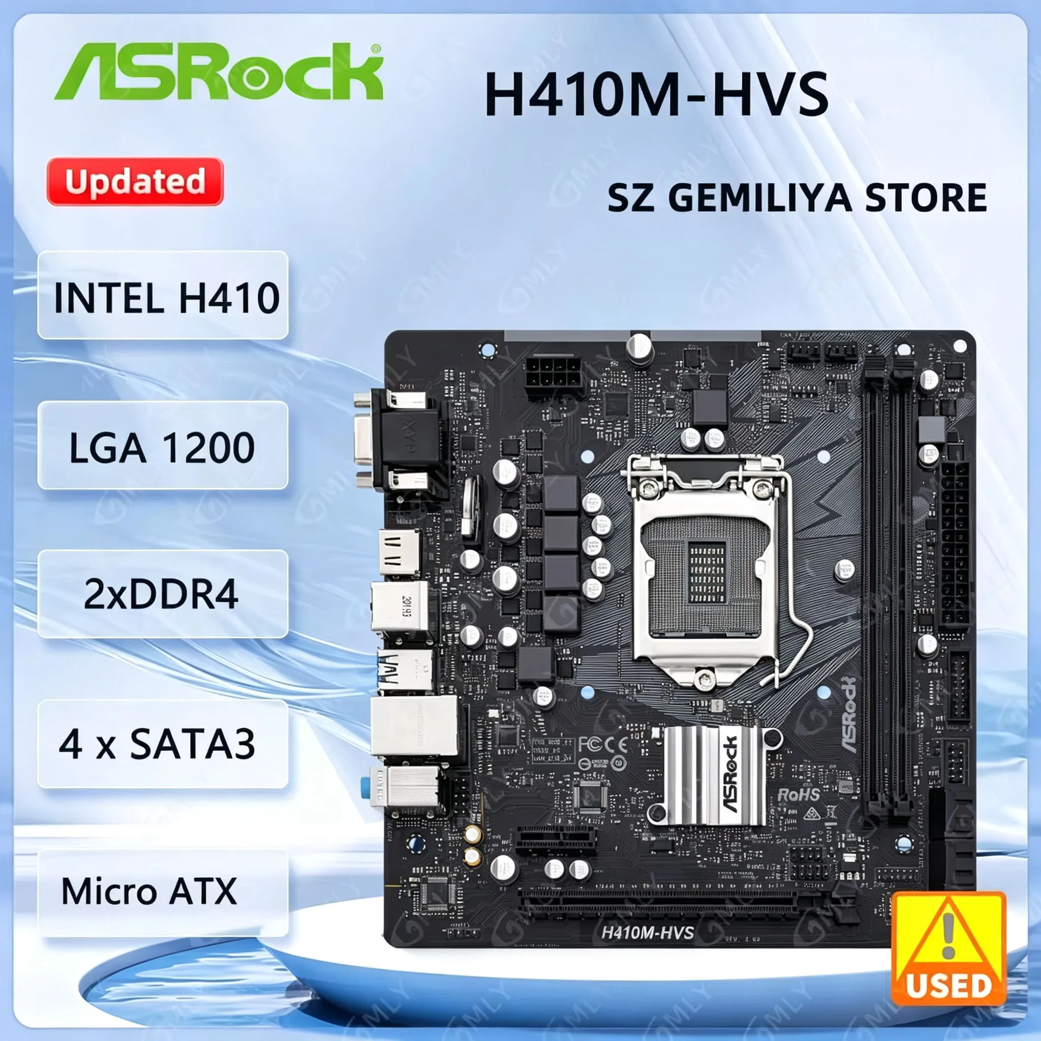 ASRock H410M-HVS Motherboard Intel H410 LGA 1200 DDR4 64GB M.2 Support I9-10900F I5-10600 I5-10400 I3-10105 CPU