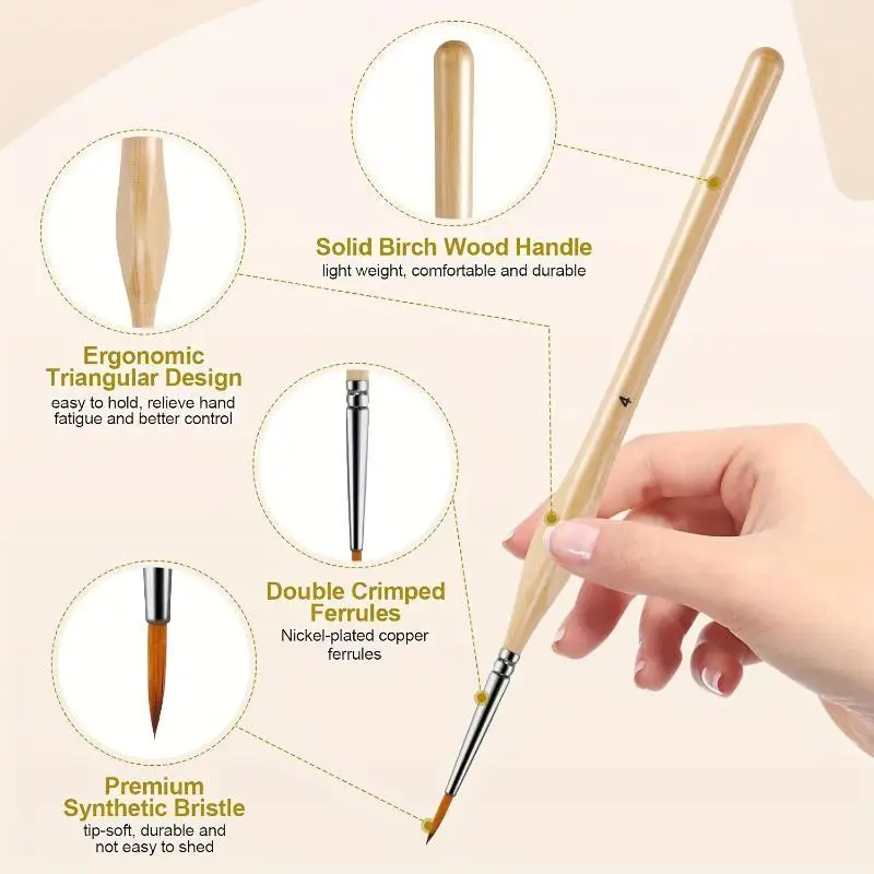 11Pcs Detail Brush Set Triangle Handle Micro Brush Acrylic Painting Art Brush Model Oil Painting Digital Painting Set