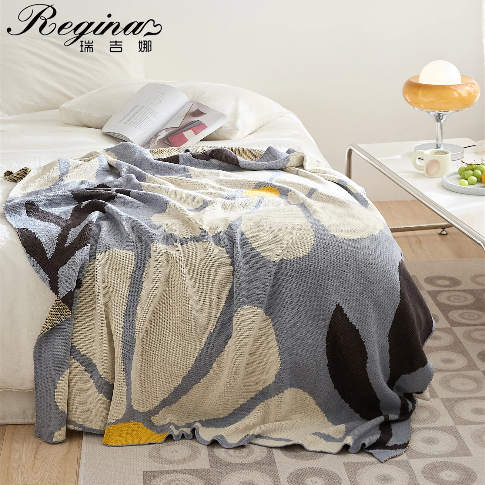 REGINA Pastoral Floral Leaves Blanket Throw Soft Warm Breathable Sofa Bed Leisure Nap Quilt Wrap Blanket Sofa Decorative Blanket