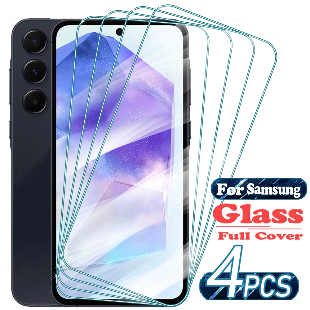 1/4Pcs HD Tempered Glass For Samsung Galaxy A55 A 55 Screen Protector Glass Film