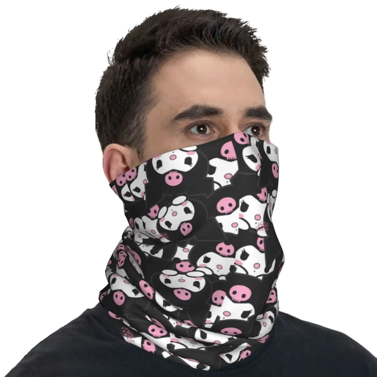 Kuromi Bandana masker sepeda, masker penutup wajah lembut grafis Balaclava pelindung matahari untuk Lari Dan sepeda Punk