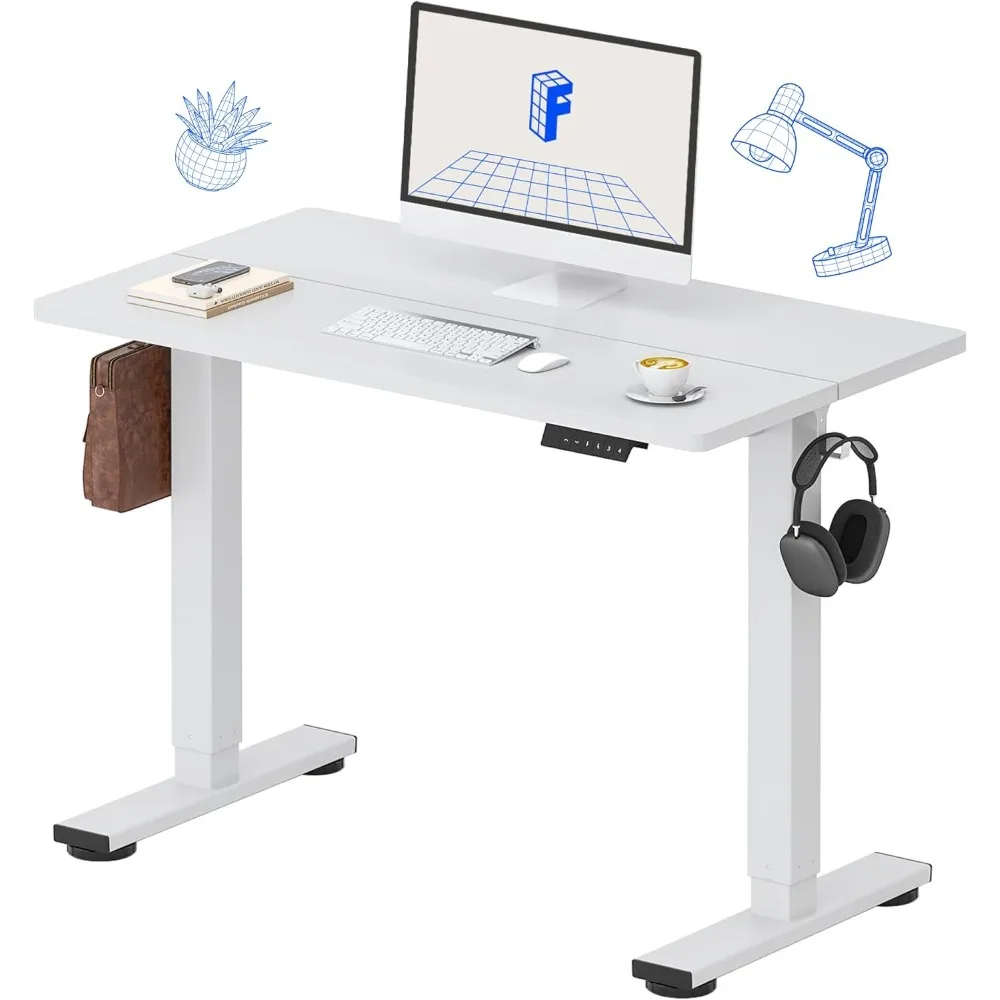 Standing Desk Electric Height Adjustable Desk with 40 x 24 Inch Splice Board, Home Office Computer Workstation, White