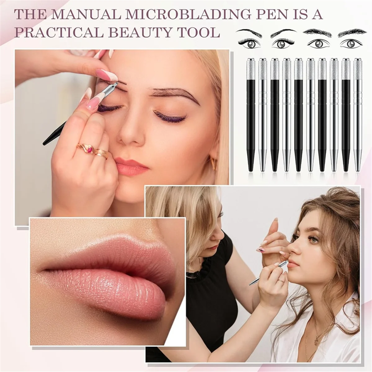 50 Count Microblading Pens Manual Eyebrow Pencils Microblading Supplies Aluminum Microblading Hand Tools for Cosmetics C