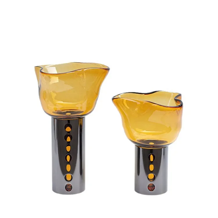 DSA light luxury glass vase creative art flower ornament insert dried flower hydroponic dining table ornament wholesale