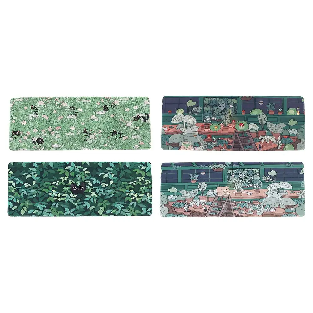

Аксессуары для домашнего офиса, большой коврик для мыши с милыми животными, зеленый, милый, черный, кошка, медведь, туман, настольный коврик, нескользящий коврик Kawaii, настольный коврик