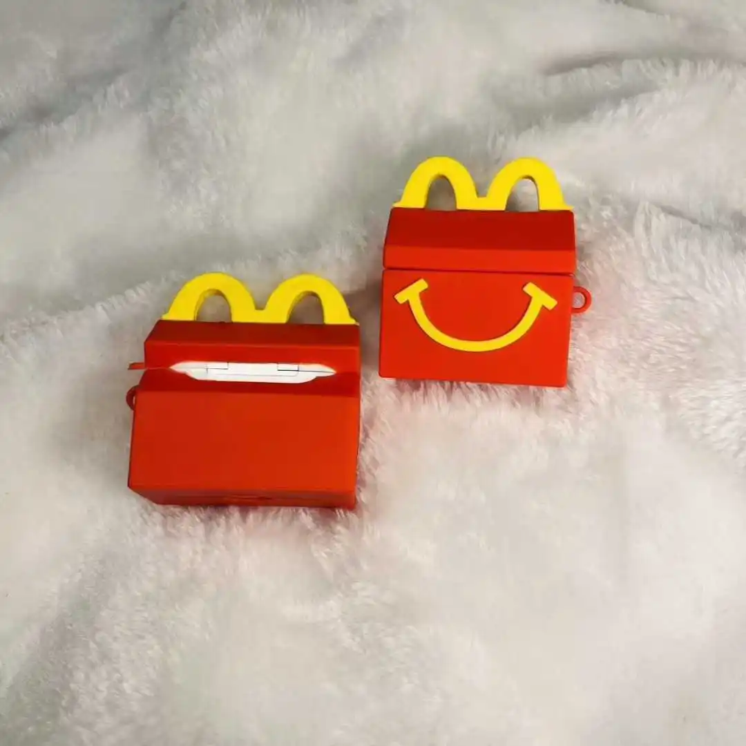 حافظة سماعة رأس من السيليكون بتصميم حقيبة ماكدونالدز، عالمية لأجهزة Apple AirPods الجيل الأول/2nd/3rd/4th، AirPods Pro وAirPod