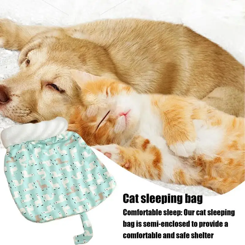 القط كيس النوم شبه المغلقة مريحة كيس نوم الحيوانات الأليفة الشتاء سرير للكلاب للتخييم الاحترار وسادة كيس الاحترار لدغ القط السرير