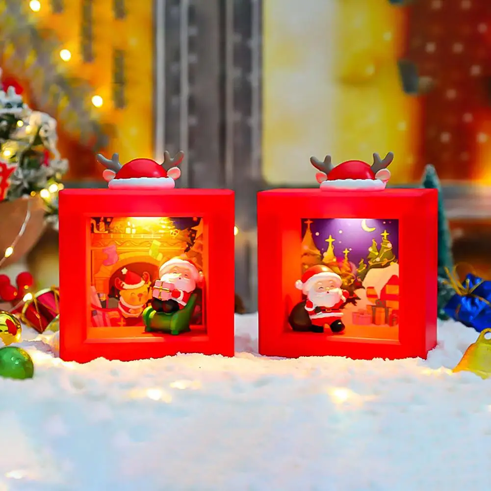 Christmas LED Lights Night Lights Red Santa Claus Reindeer Theme Night Light - Cute And Warm Bedside Decoration Night Light