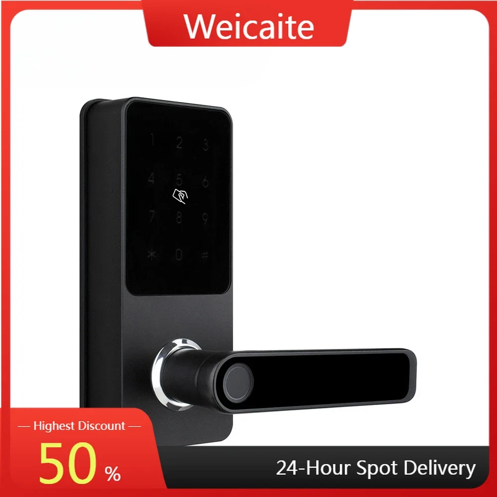 LS-C82Series Black-ZFM Fingerprint Password Bedroom Anti-theft Door Biometric Ferrule Key Electric Smart APP Unlocked Zinc Alloy