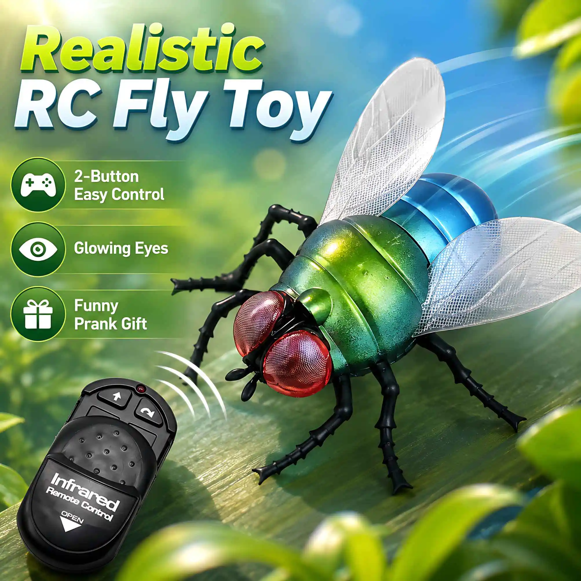 RC Flying Bug Toy Remote Control Insect Prank Toy Realistic Fake Bug with Flying Action Scary Joke Gadget Kids Adults Party Gift
