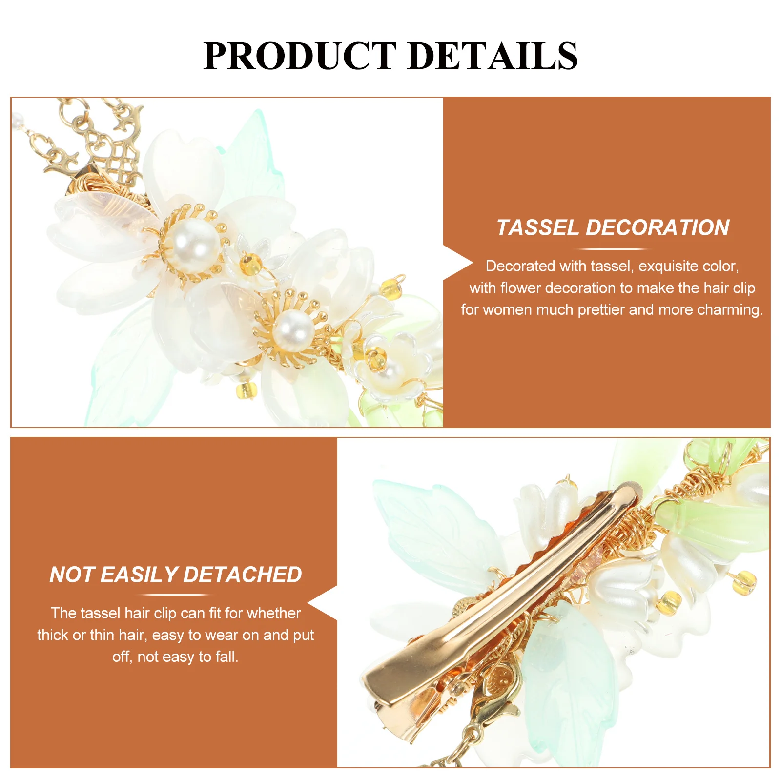 

2Pcs Chinese Style Lily Flower Hair Clips Tassel Hairpins Decorative Hair Accessories for Women Girls Elegant Design